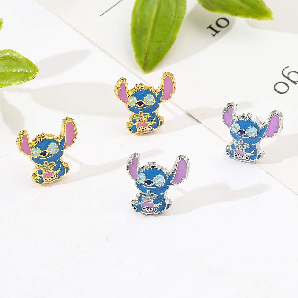 Disney Cute Stitch Drink Milk Tea Stud Earrings for Women Girls Ear Accessories Jewelry Gifts