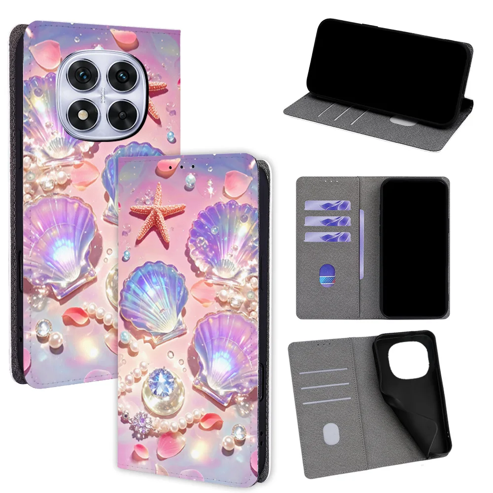 Capa de couro pintada em 3D para Nokia C300 C200 C32 C31 C22 G400 G310 G60 G42 G22 G21 G20 G11, capa magnética com 3 compartimentos para cartões