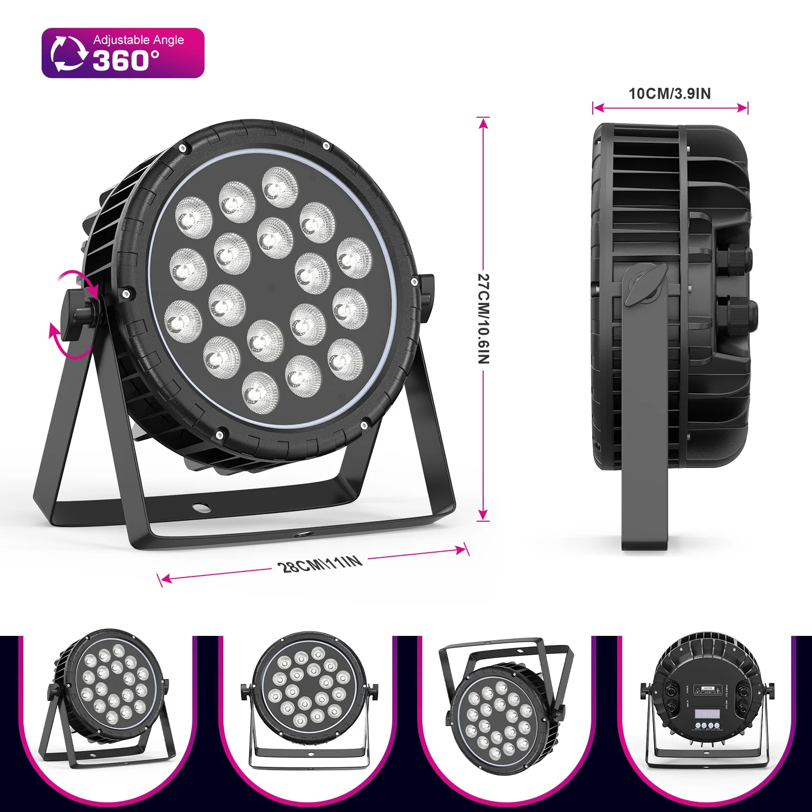 Imagem -06 - Uking Led Par Luzes Ip65 à Prova Dip65 Água Luz de Palco 18x10w Rgbw 4in1 Uplighting Controle Dmx Lavagem Lightor para Clube ao ar Livre Ktv Mostrar