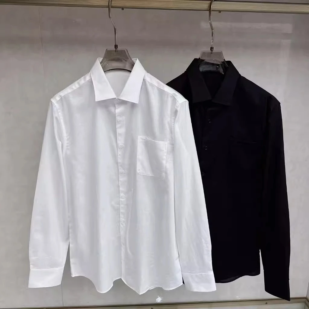 

Italian LP Old Money Style Long Sleeve Solid Color Lapel Men's Shirt