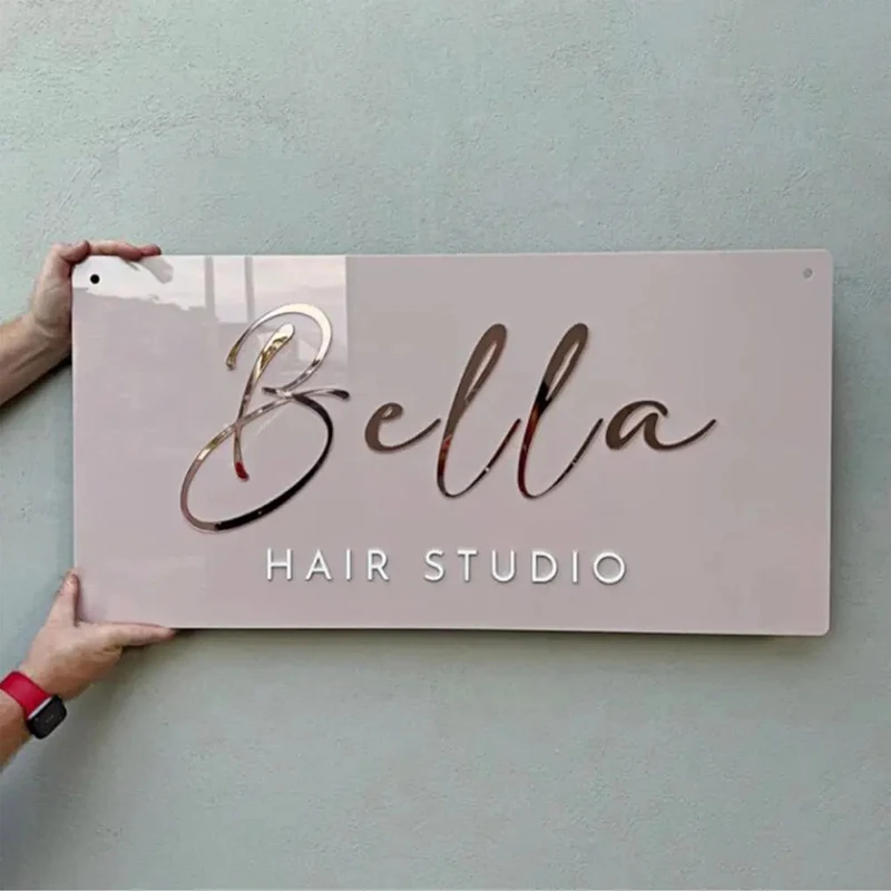 

3D Laser Cut Acrylic Sign Custom Business Logo Beauty Salon Lash Nails Hair Studio Wall Art Decor Signage with Stand-off Screws