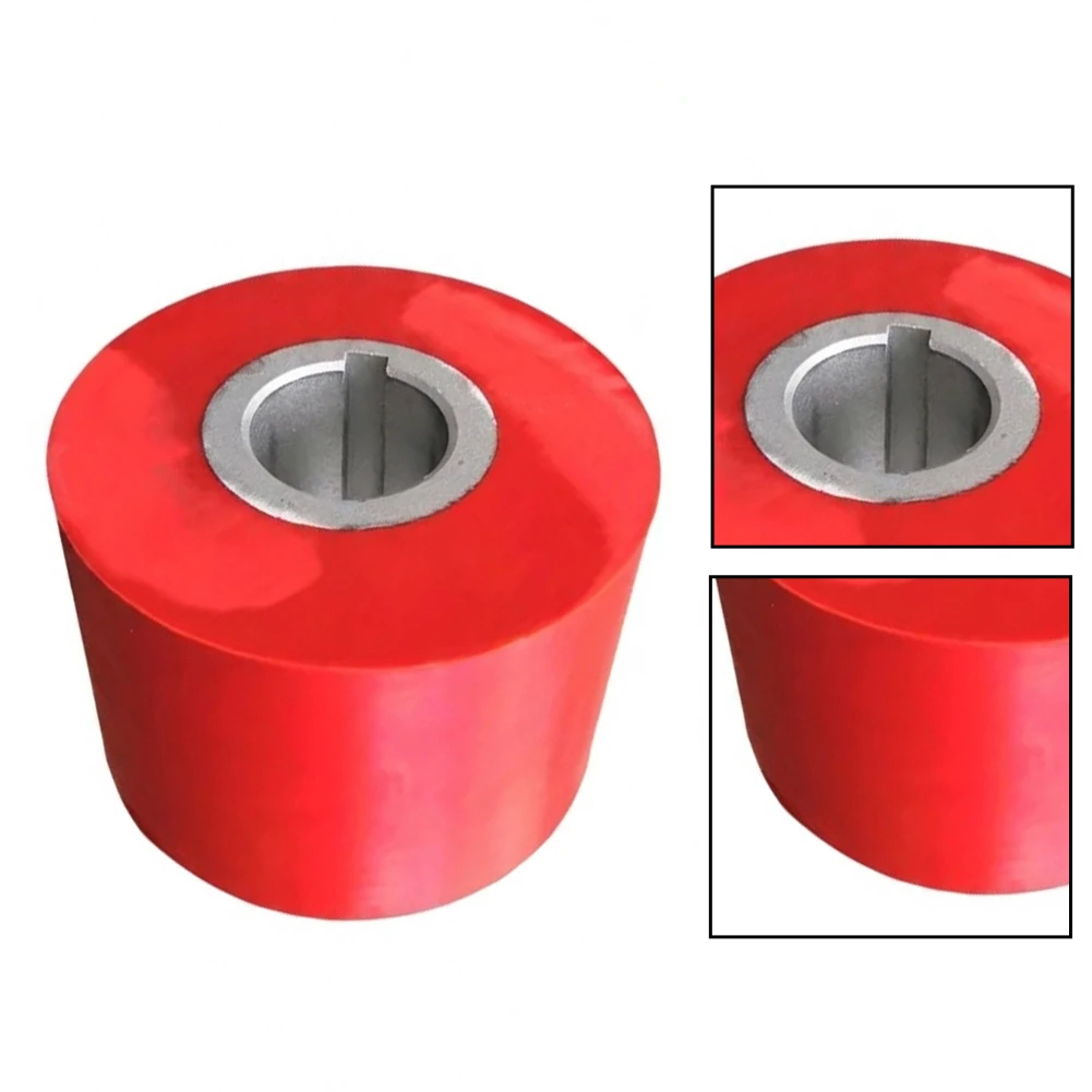 1 Piece Feed Roller Compatible with Round Rod Sanding Machines 85x60mm 28mm Shaft Diameter Keyway 6x3mm Red Rubber Metal