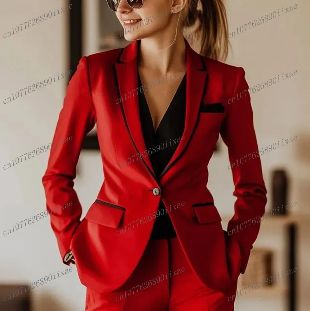 

New Dark Red Women Suits Lady Business Office Tuxedos Mother Wedding Party Formal Occasion Ladies 2 Piece Set Jacket Pants