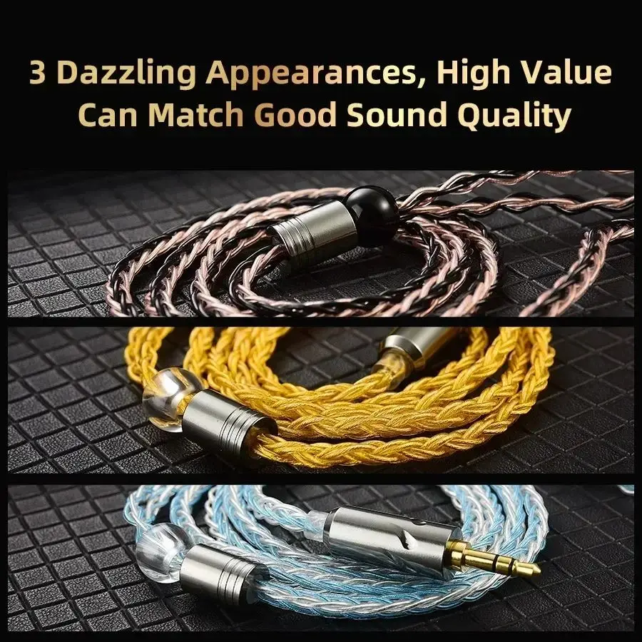 QKZ T1 Earphones Upgrade Cable 8-Pin QDC Silver-Plated Copper 3.5mm Plug 0.75 2-Pin IEM Earbuds Headphones Headsets view 5