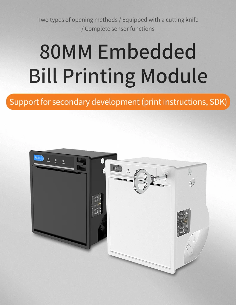 EM8027 Embedded Receipt Thermal Printer Module 12-24V 80mm Panel Printer USB RS232 TTL Auto Cutter 250mm/sec Panel Locker Stock