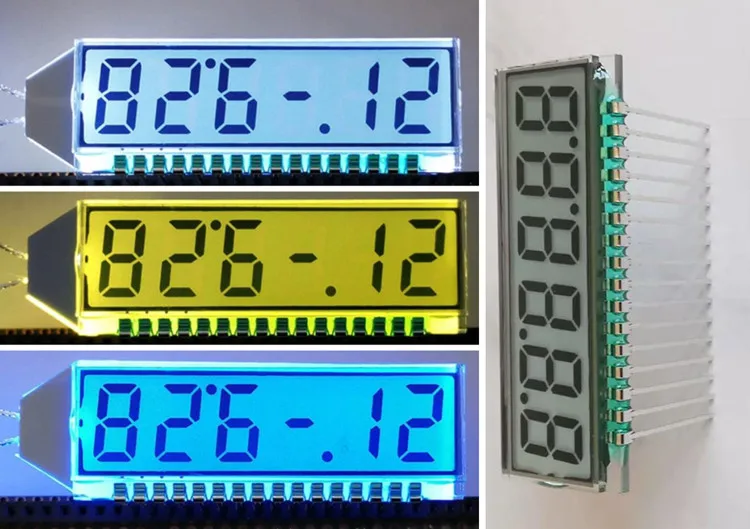 16PIN TN Positive 6-Digit Segment LCD Panel White/Yellow Green/Blue Backlight 3V Ultra-wide Temperature