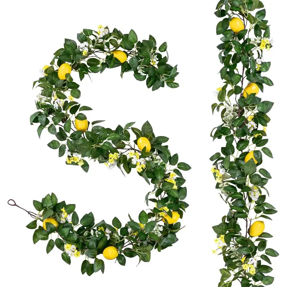 

24-Piece Lemon and Greenery Garland for Spring/Summer, Ideal for Weddings and Party Decorations