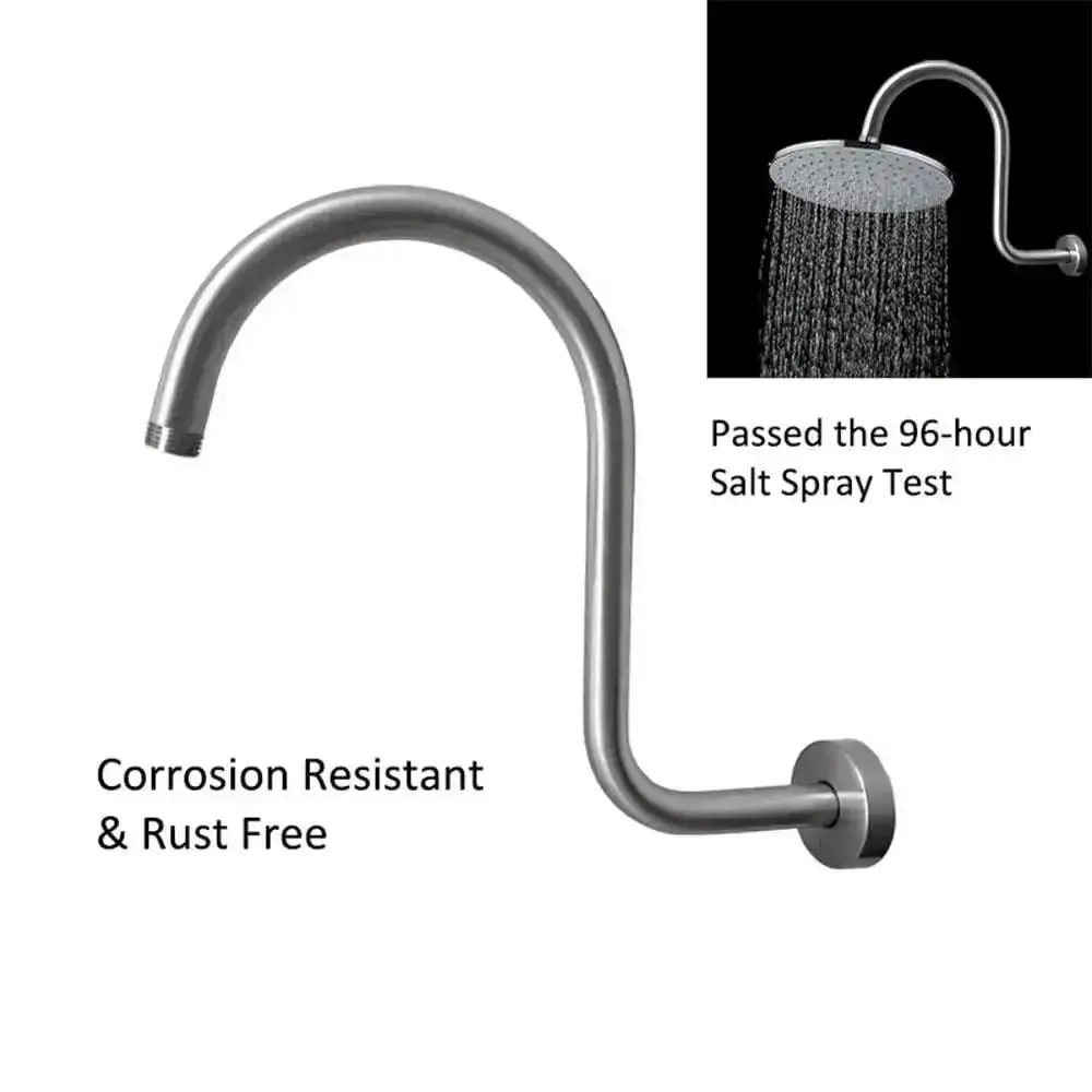 High Rise Shower Head Extension Arm S Shape Shower Extender Pipe Arm 1/2 Bathroom Accessories Compatible With Rain Shower