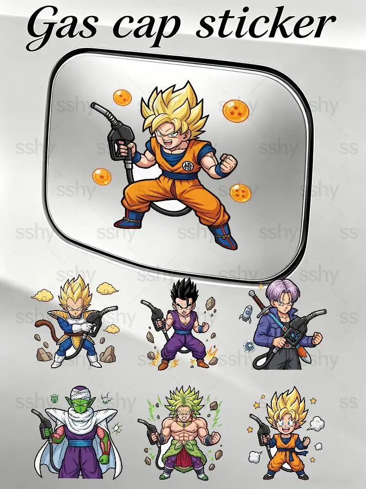 

ANIME DRAGON BALL Super Saiyan Goku Vegeta Creative Fuel Cap Sticker Car Exterior Accessories Funny Gas Cap Decal