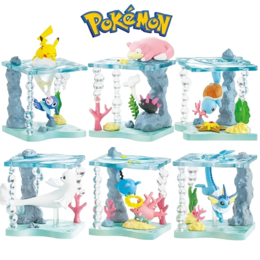 Nuevo Set de 6 Figuras de Colección de Anime Pokemon World In Sea: Squirtle, Dewgong, Slowpoke, Marill, Pyukumuku, Corsola, Popplio