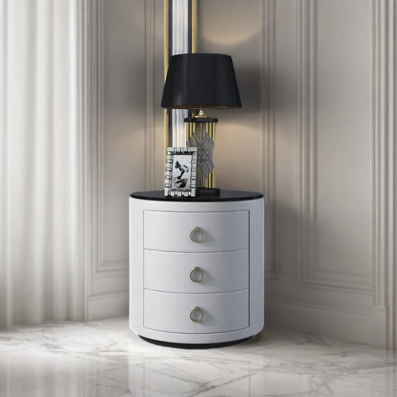 Bedside Table Bedside Cabinet Narrow Living Room Tables White Wood Coffee Designer Round Bedroom Closets Desk Drawer CTG-055