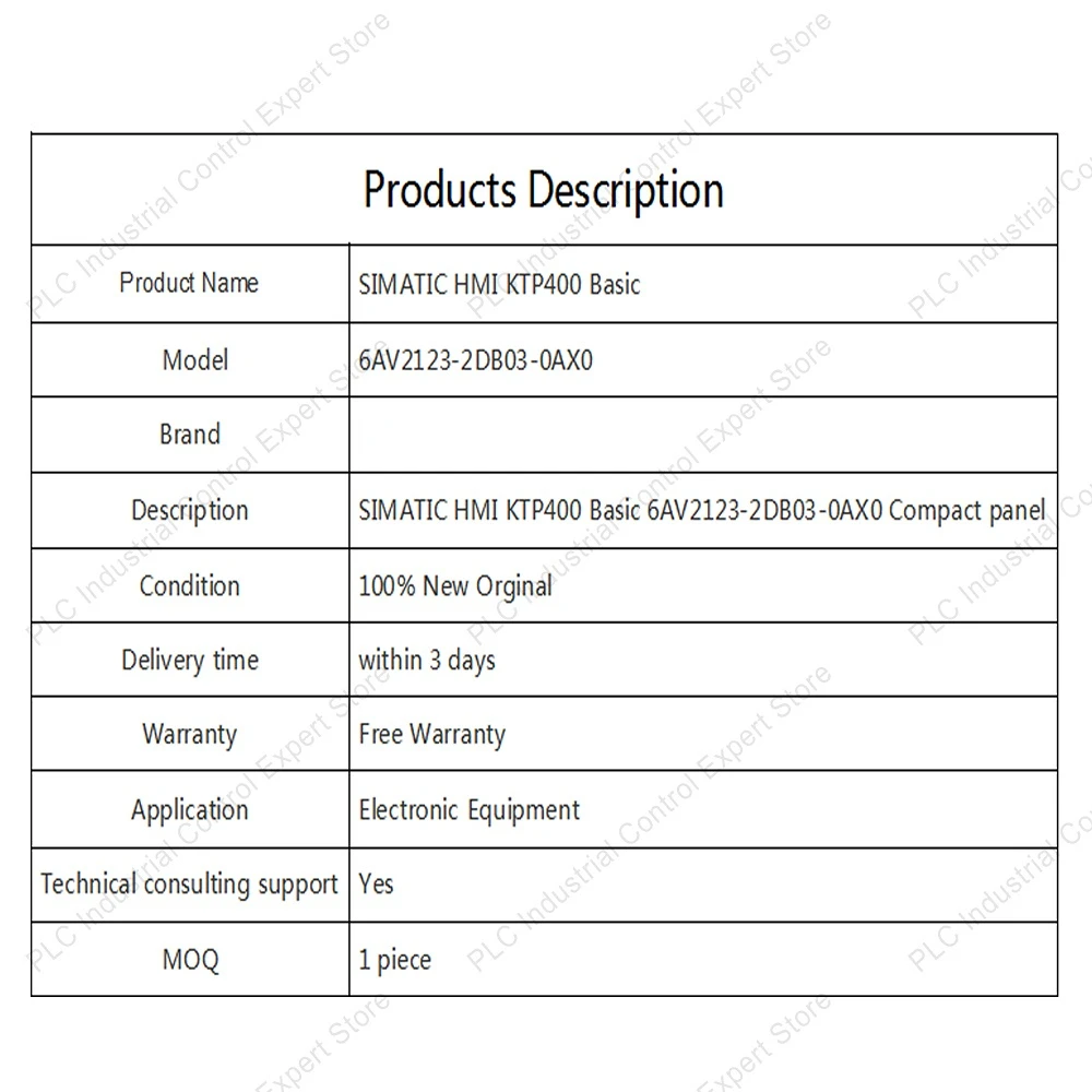 6AV2123-2DB03-0AX0 HMI SIMATIC PLC KTP400 Basic Panel Key Touch 4 TFT Display PROFINET Interface 6AV21232DB030AX0