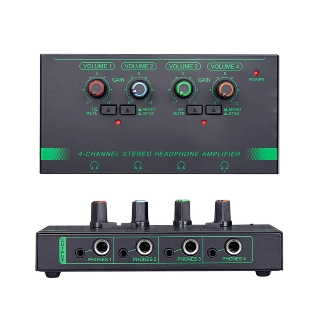Mini Hoofdtelefoonversterker Depusheng Nieuwe 4/6 Kanalen Ultracompacte Stereo Audio Versterker Met Power Adapter 10MHz Oortelefoonversterker