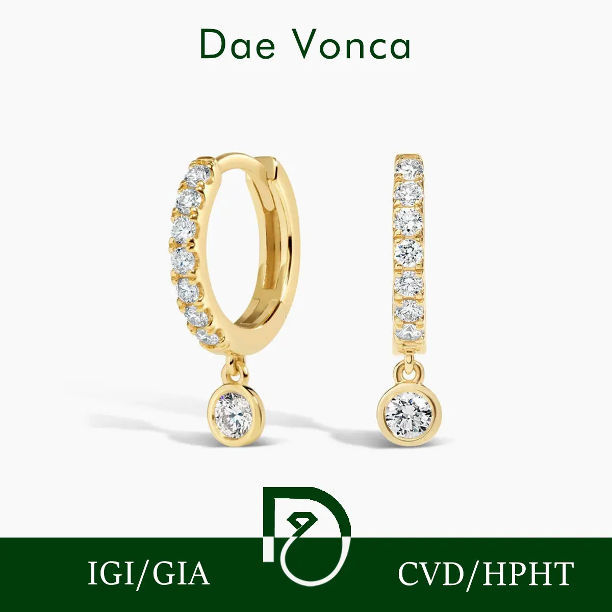

Роскошные блестящие серьги-обнимашки из желтого золота 9K/14K/18K, комплект безелей, круглый лабораторный обруч с бриллиантами и Pavé для повседневного ношения или штабелирования