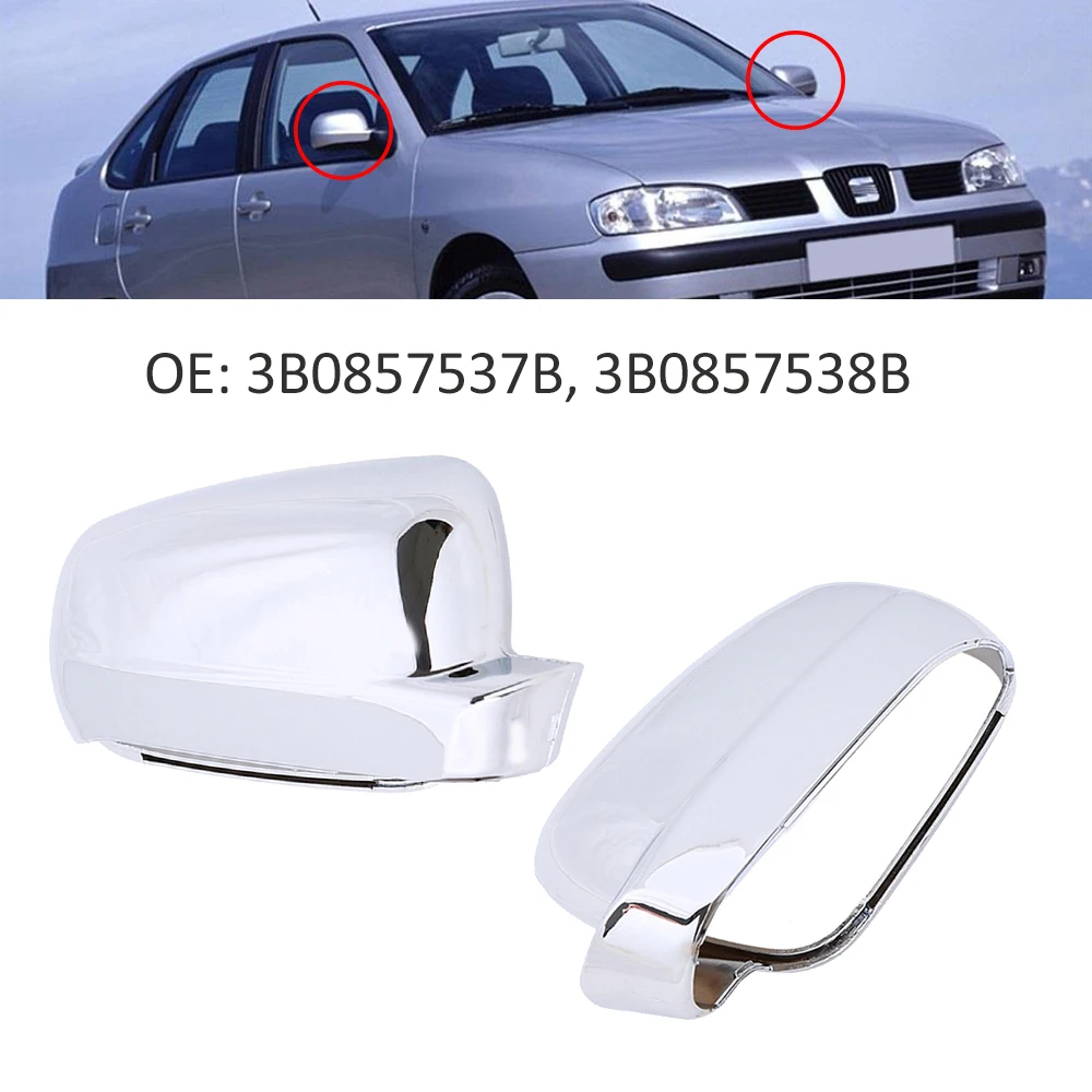 1 Pair Chrome Silver Car Rearview Mirror Cover Caps Replacement for Golf 4 MK4 Bora 1999-2004 3B0857537B 3B0857538B