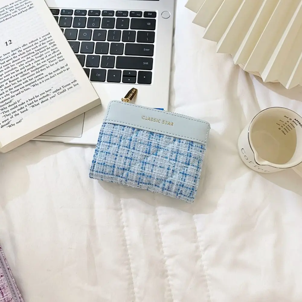 Dompet Pendek Wanita Warna-warni Portabel Dompet Pendek Ritsleting Tempat Kartu Kulit PU Elegan Ultra Tipis Dompet Koin Minimalis Perjalanan