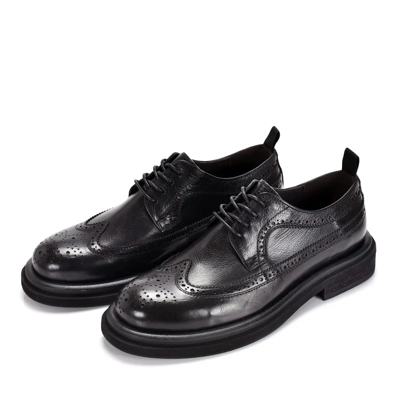 Derby shoes Vintage carved cowhide men's shoes all leather casual business wear men's shoes leather shoes brogues