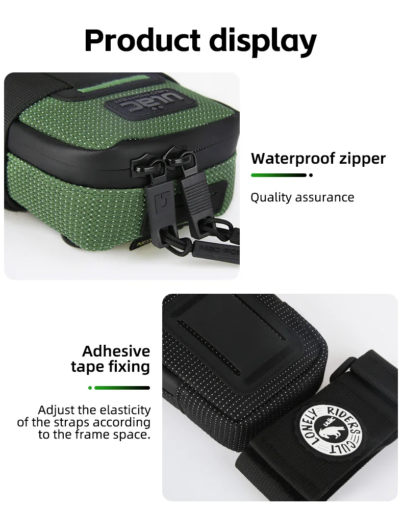 ULAC Mini tragbare Fahrrad-Satteltasche, 0,5 l, wasserdichte Hecktasche, MTB, Rennrad, Schnellverschluss-Schnalle, Hecktasche, Fahrrad-Sitzpaket – Detail 8