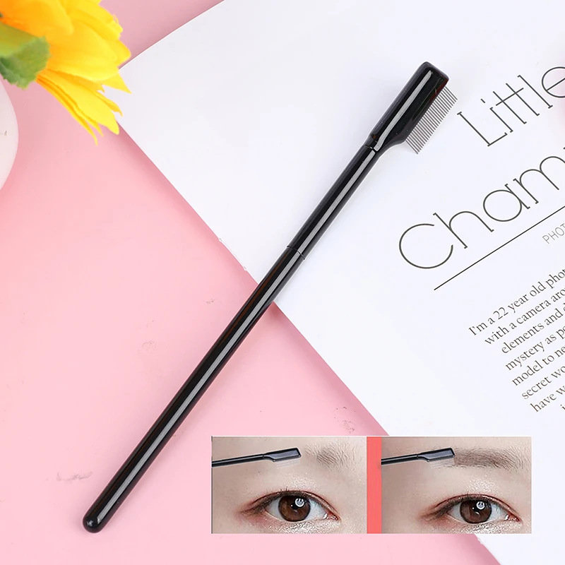 Stainless Steel Eyebrow Comb Metal Purpose Makeup Brush Eyelash Comb with Cover Makeup Brushes Tool