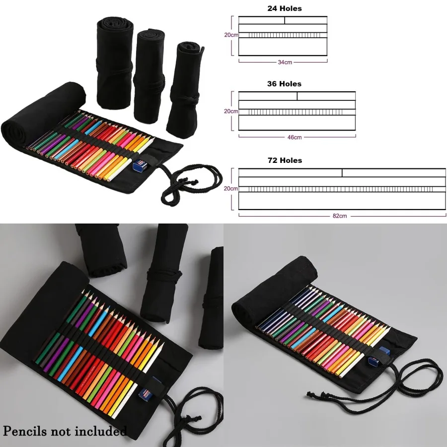 

DIYOMR 72-слотовая свернутая сумка для карандашей для художников: компактный органайзер для цветных карандашей, короткие кисти и принадлежности для рисования I