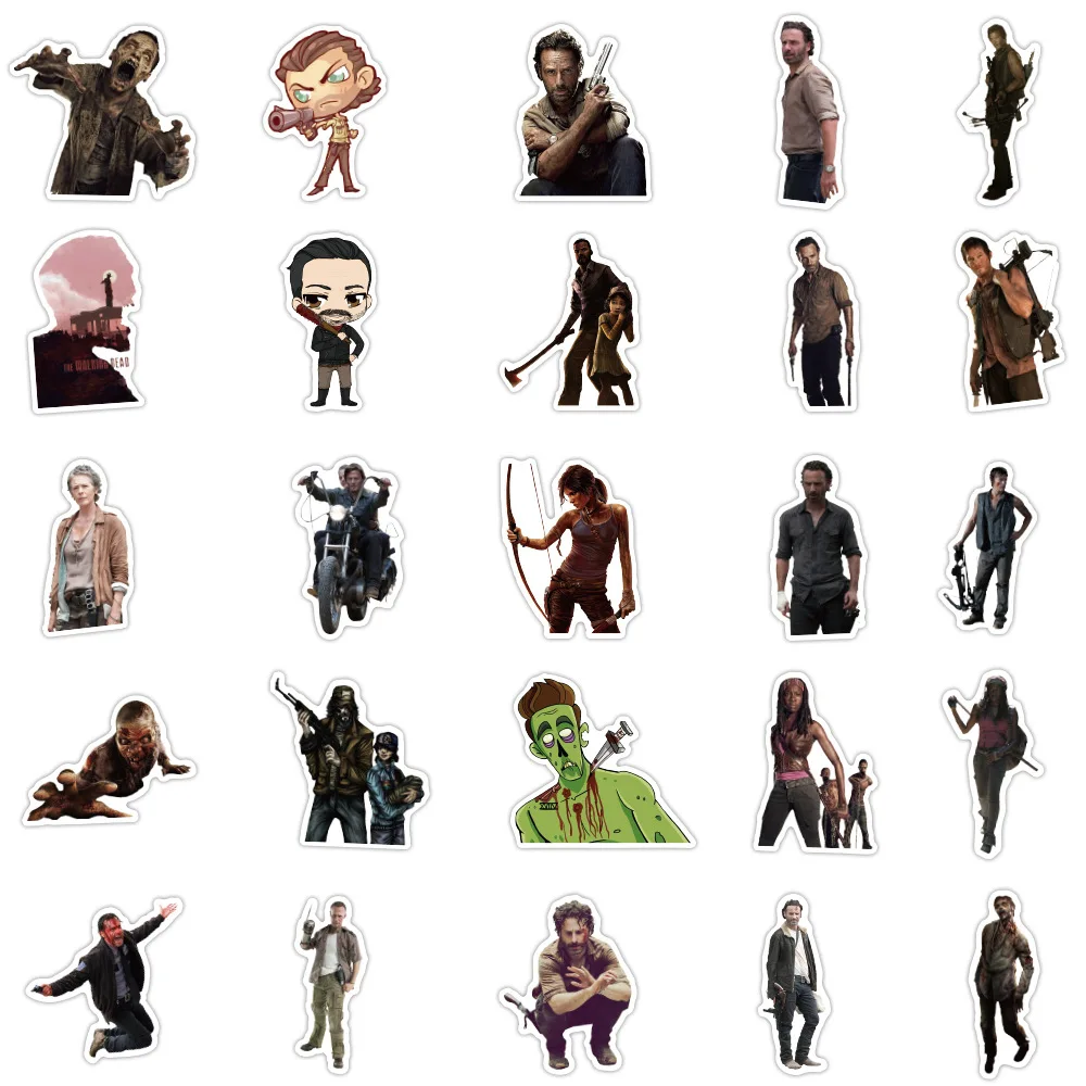 50 قطعة من ملصقات الرعب التلفزيونية الأمريكية The Walking Dead الكتابة على الجدران، أكواب مياه للأمتعة المثيرة، سكوتر مقاوم للماء