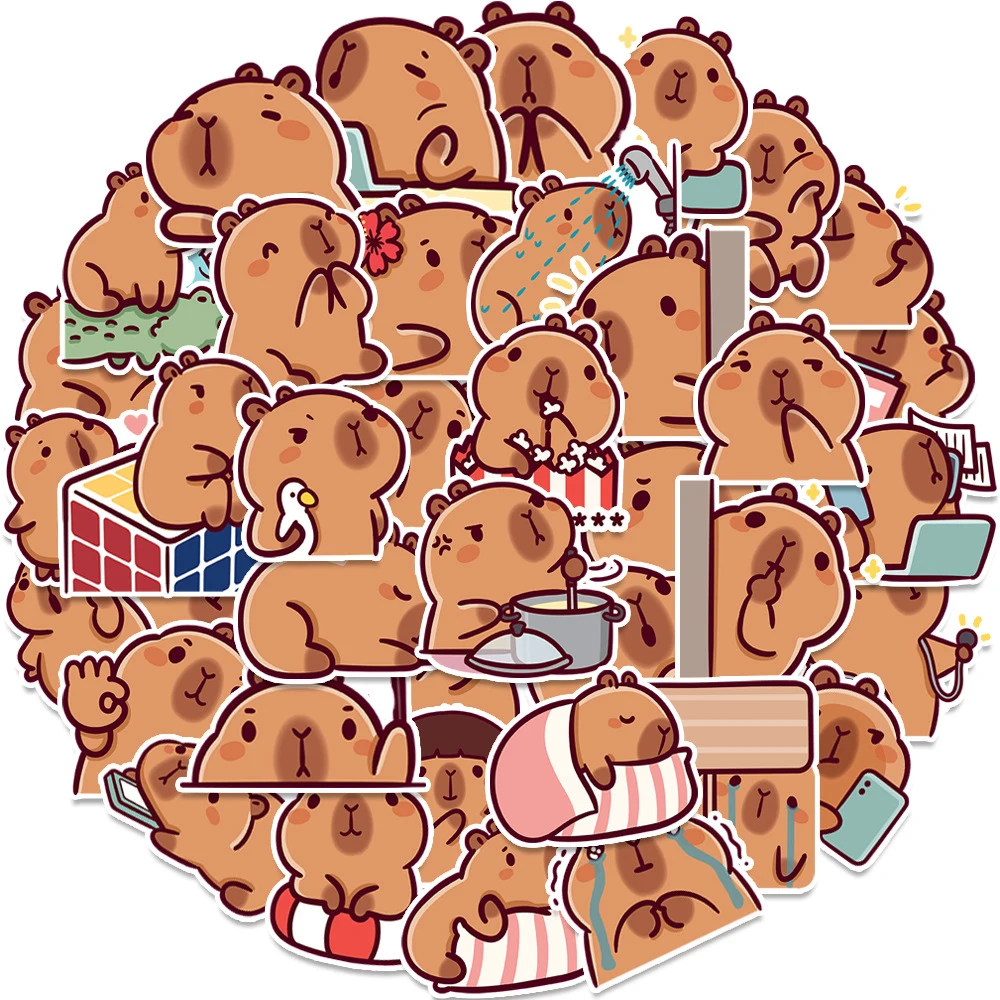 

10/30/50pcs Cute Animals Capybara Cartoon Stickers Decals for Kids Toy DIY Suitcase Phone Diary Kawaii Graffiti Sticker Packing