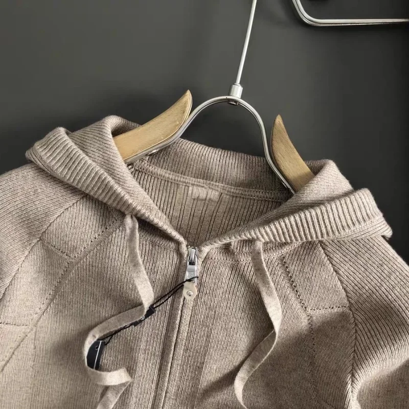 Vêtements pour hommes décontractés classiques italiens-manteau à capuche tricoté en laine et ensemble pantalon décontracté pour l'automne et l'hiver