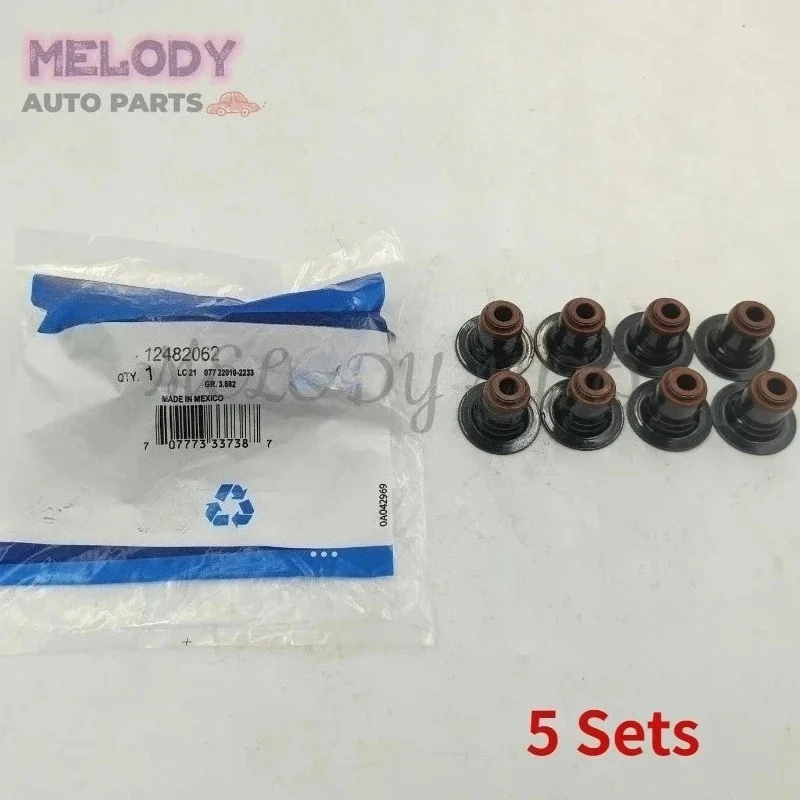 5Sets 12482062 Exhaust Valve Stem Oil Seal Kit 8PCS/Set For Buick LaCrosse Lucerne Chevrolet Camaro Malibu