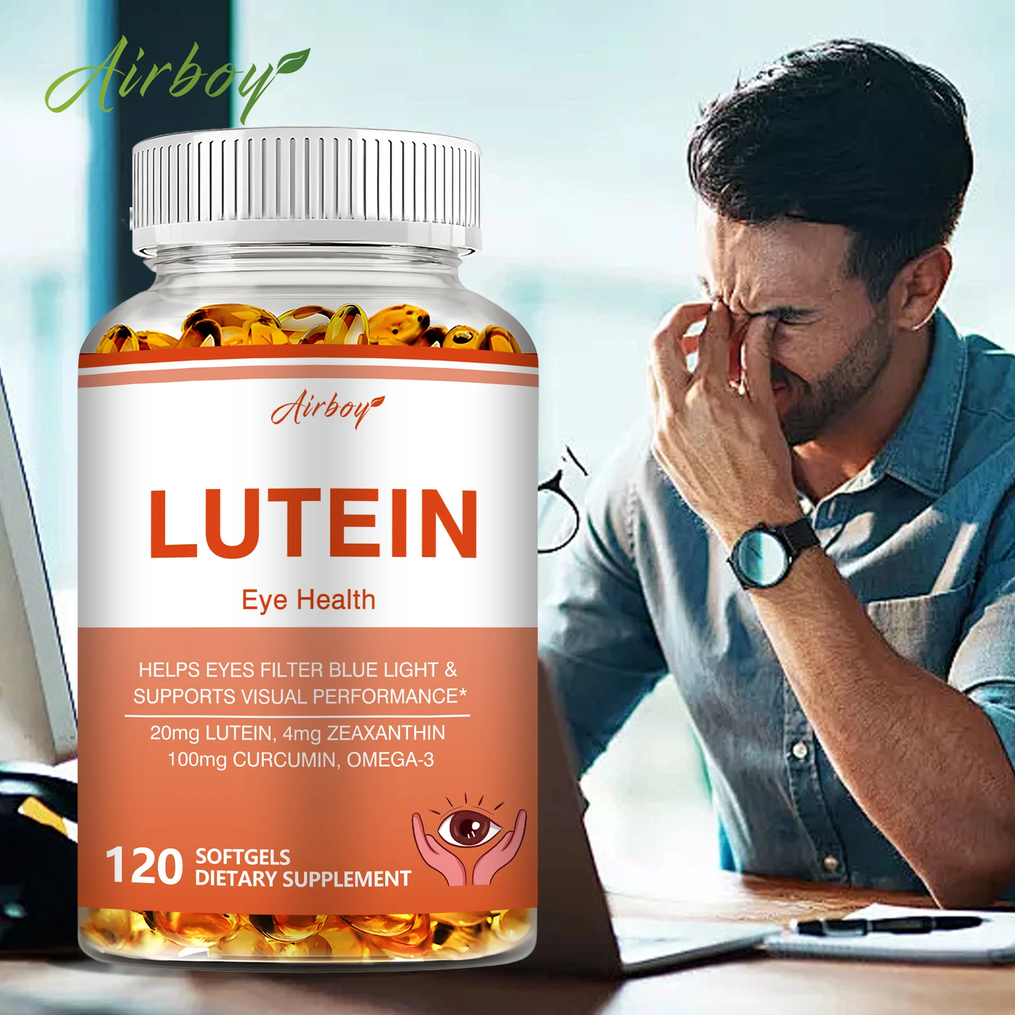 

Lutein Capsules - with Zeaxanthin, Vitamin E - Relieve Eye Fatigue,Blue Light Protection, Healthy Vision - 120 Capsules