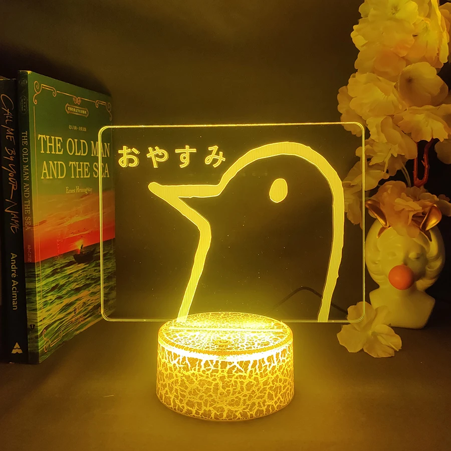 Oyasumi punpun Characters Duck 3d Illusion Nightlight Good Night Punpun Manga Lamp for Kids Bedroom Decoration New Year Gift