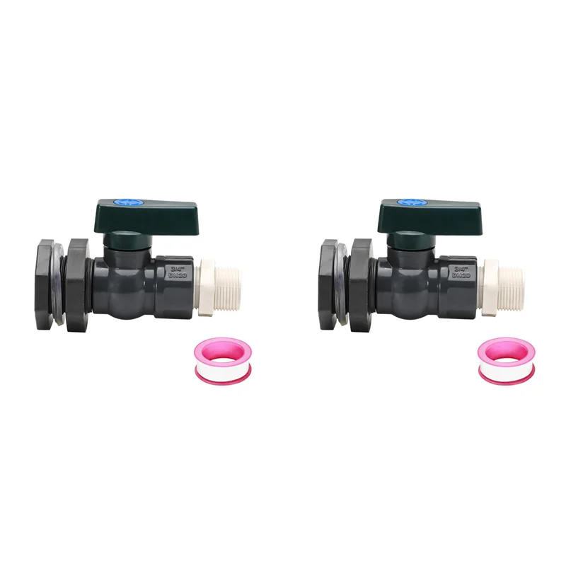 AT29-2X PVC Rain Barrel Diverter Kit, 3/4 Inch Rain Barrel Valve Rain Barrel Spigot Kit With Bulkhead Fitting Adapter