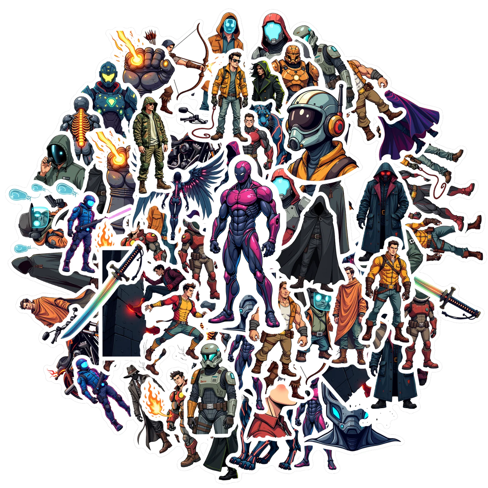 35pcs Comic Sci-fi Stickers Futuristic Adventure Graffiti Decals PVC Sticker For Fridge Suitcase Laptop