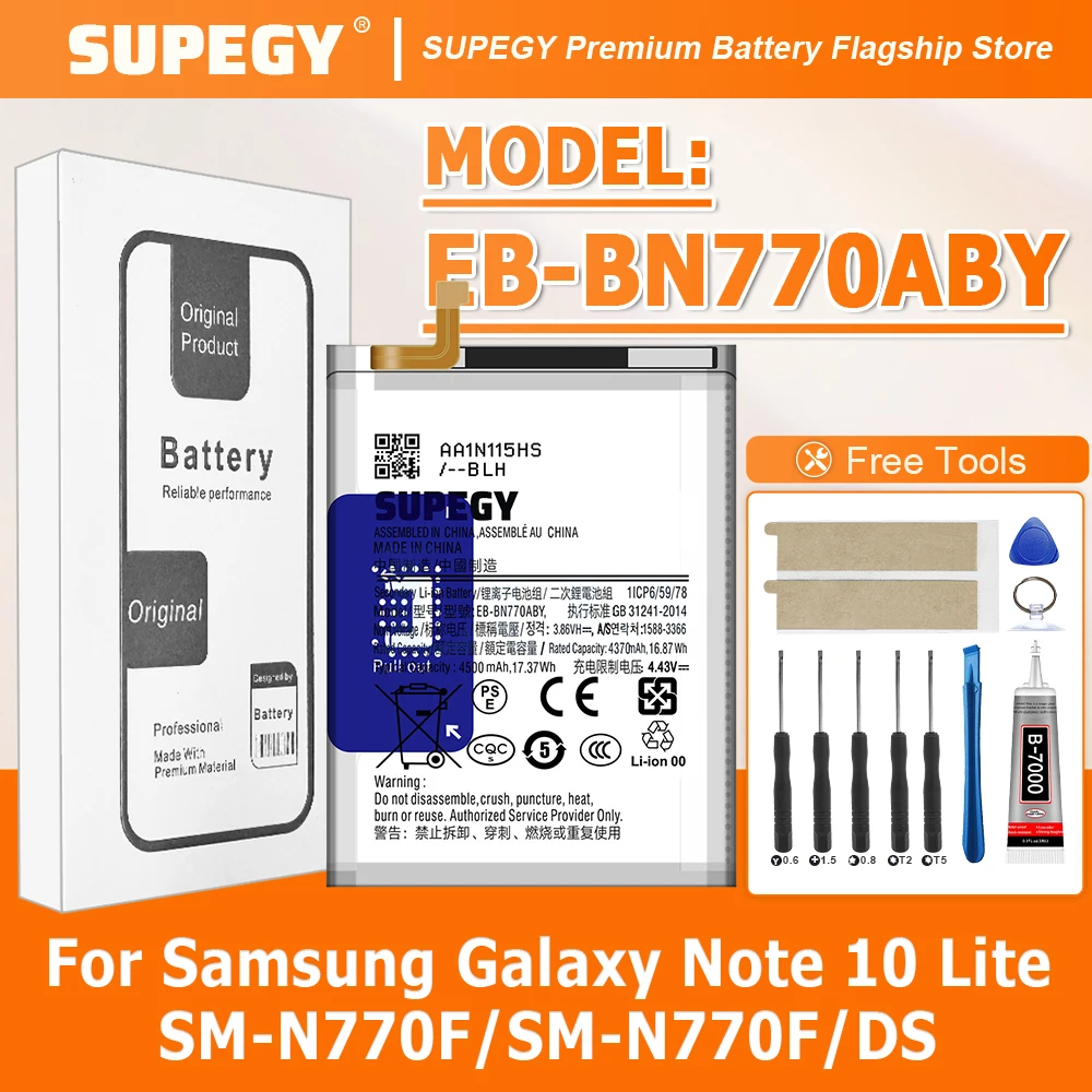 

100% New High Quality EB-BN770ABY Battery For SAMSUNG Galaxy Note 10 Lite/SM-N770F/SM-N770F/DS Replacement Battery Bateria+Free
