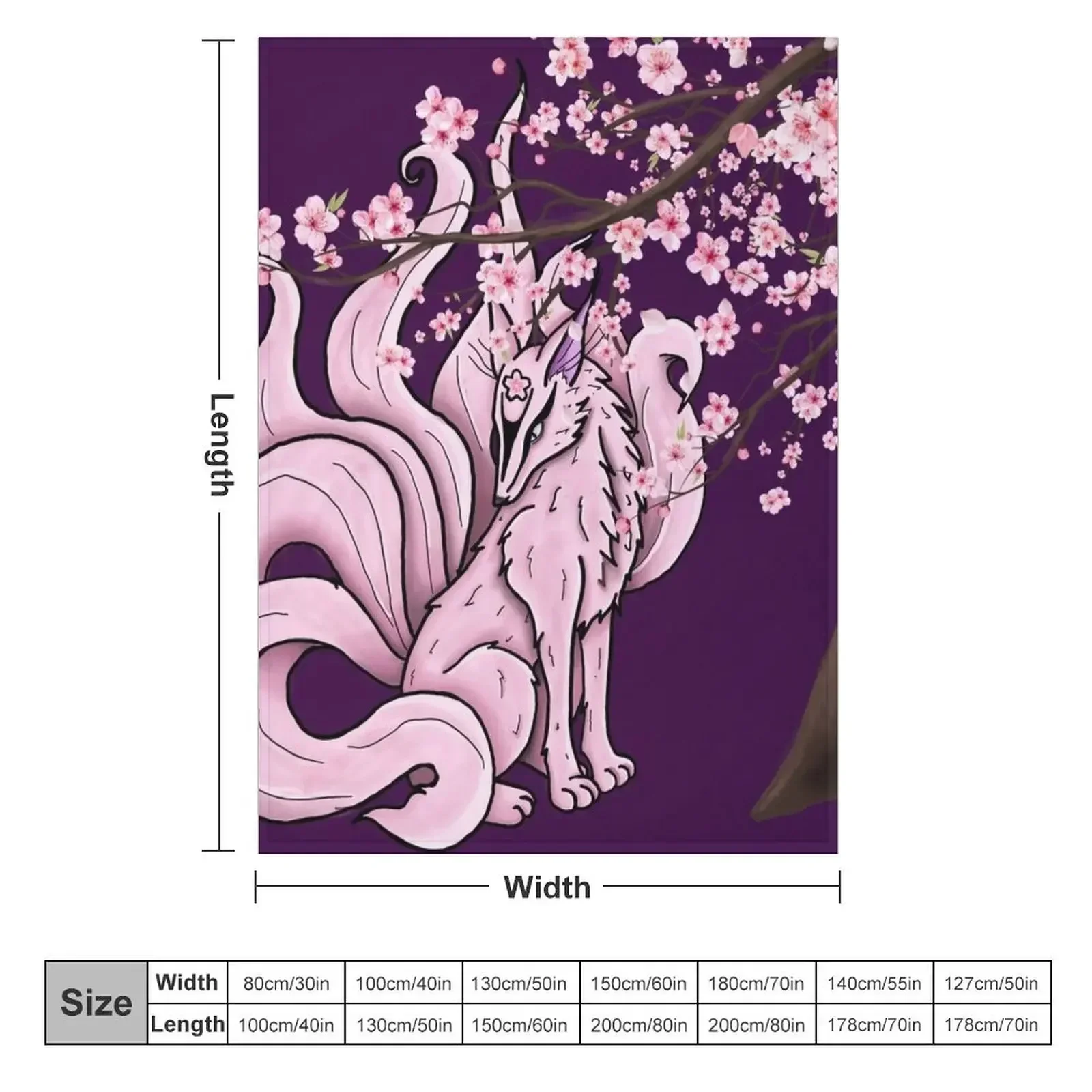 Cherry blossom 7tail fox Throw Blanket Softest Blankets For Bed Shaggy Blankets For Sofas Blankets