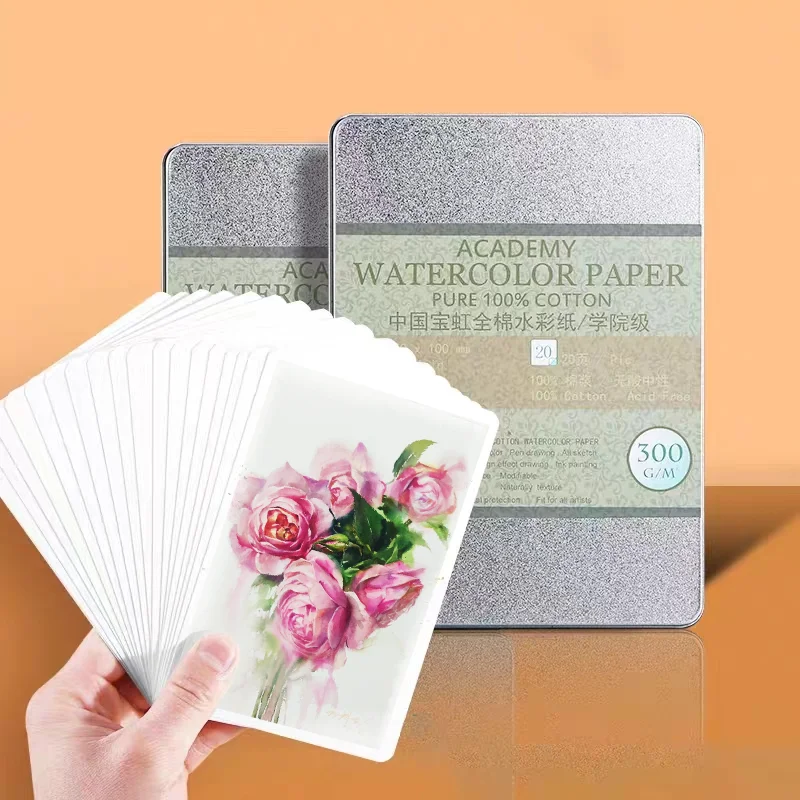 300g Pure Cotton Watercolor Paper Postcard 20 Sheets Portable  Hand Painted Water Color Sketchbook Artist Ink Acrylic Paiting