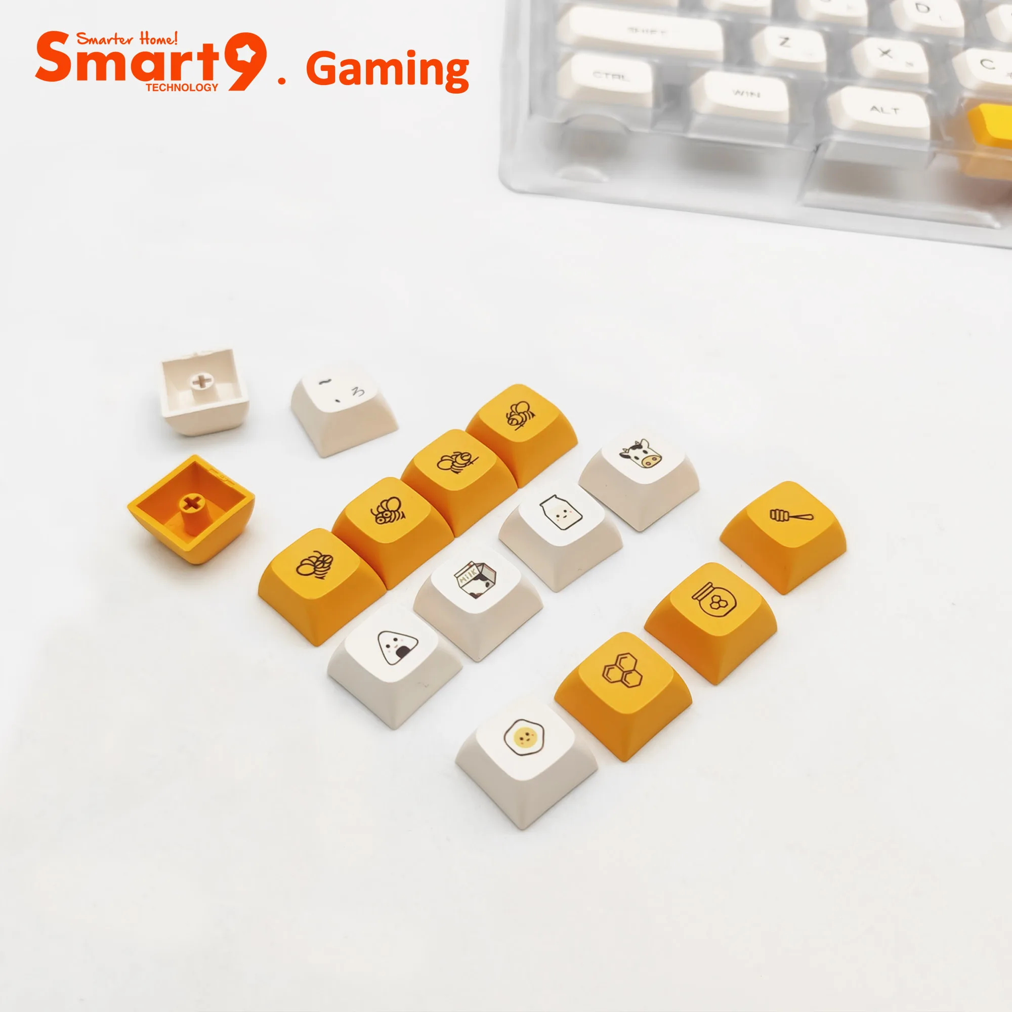 Smart9 PBT Dye Sub Keycaps XDA perfil Bee Milk Micro Light Matcha ColorWay Design Sublimation Print para teclados mecánicos
