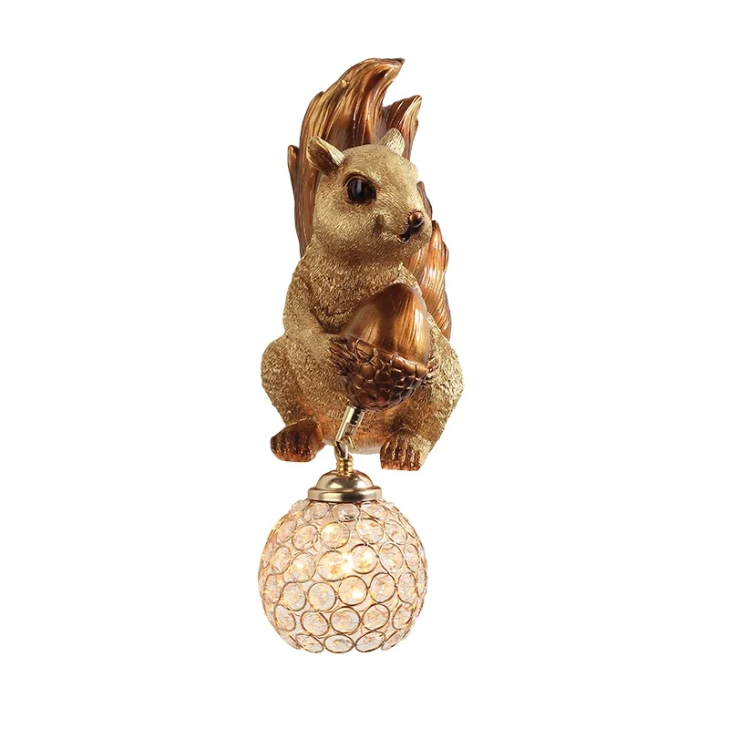 Nordic creative lovely animal wall lamp boy girl children's room study bedside bedroom simple living room squirrel wall lamp image 3