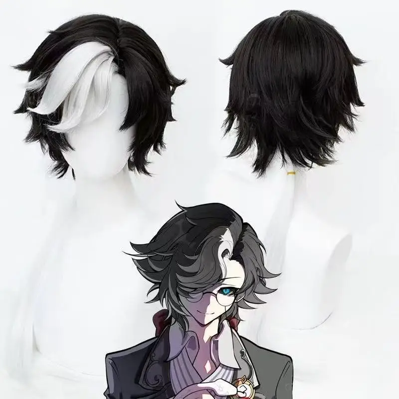

1 piece of black dyed white upturned short hair fifth personality game Joseph role-playing wig