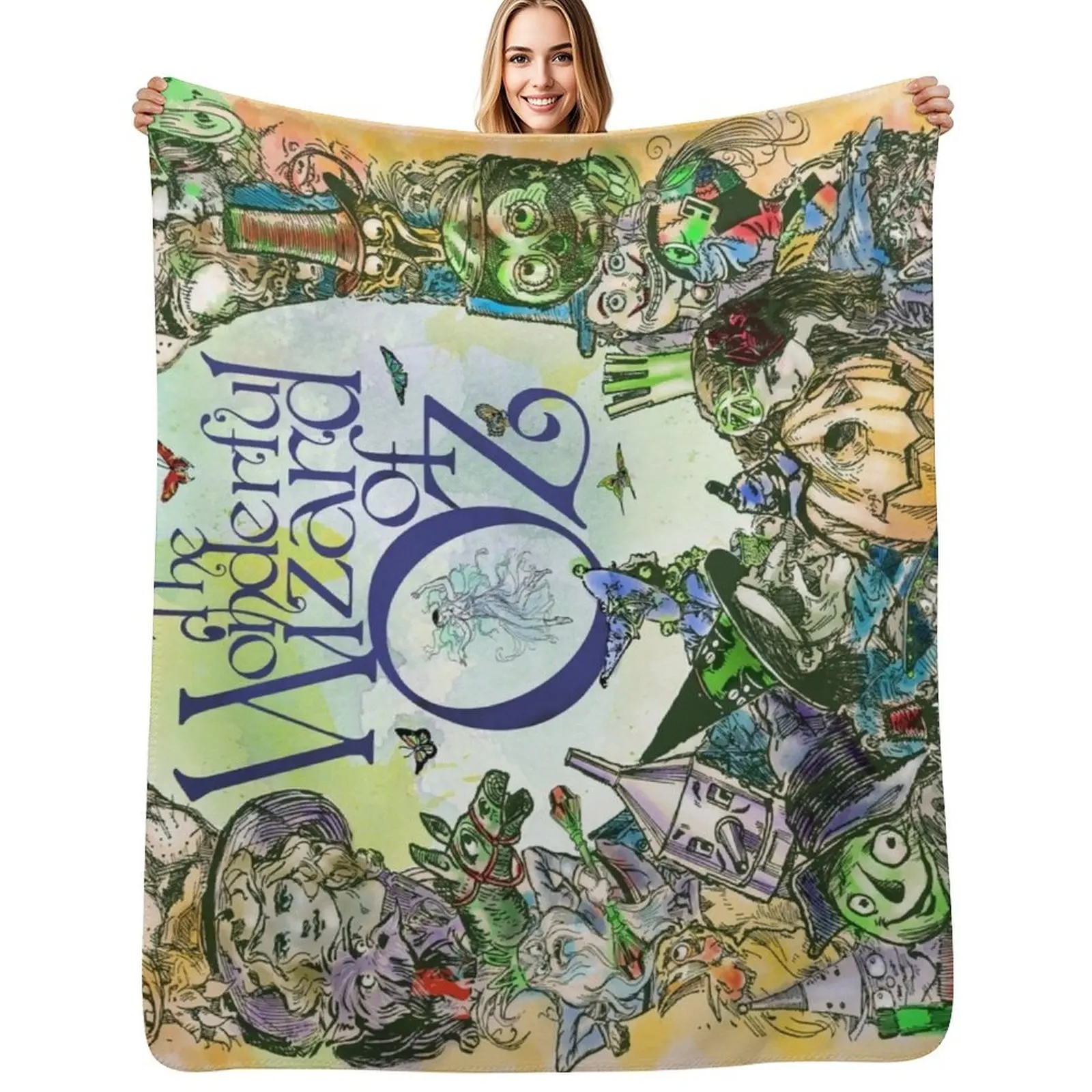 

Original Wizard of Oz Character montage Throw Blanket Vintage warm for winter Plush Blankets