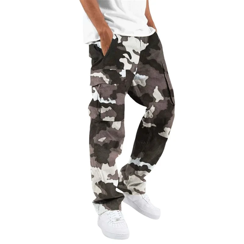 2024 Fashion camouflage overalls men\'s printing fashion outdoor overalls straight rope overalls men\'s clothingMen\'s pants casual