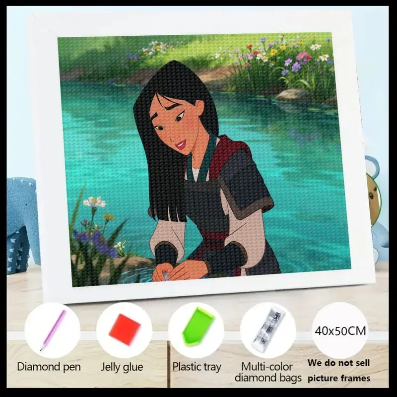 

1 шт. Disney Мулан-воин принцесса 5D набор алмазной живописи, DIY полная дрель квадратная алмазная художественная вышивка, 40x50 см сверкающий кристалл