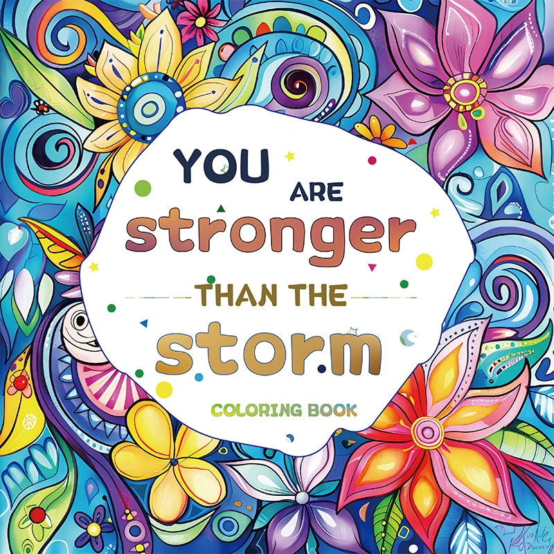 

Искусство Bview, ты более сильнее, чем буря, книжка-раскраска для взрослых, яркие воображающие цветочные раскраски