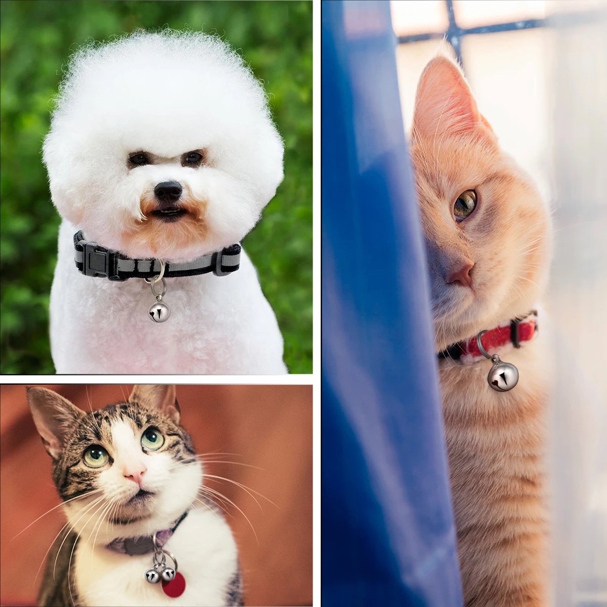 6pcs 16mm Cat Pendant Bell Copper Collar Bell Hanging Ornaments  Metal Pet Jingle Bells Dog Puppy Necklace Accessories