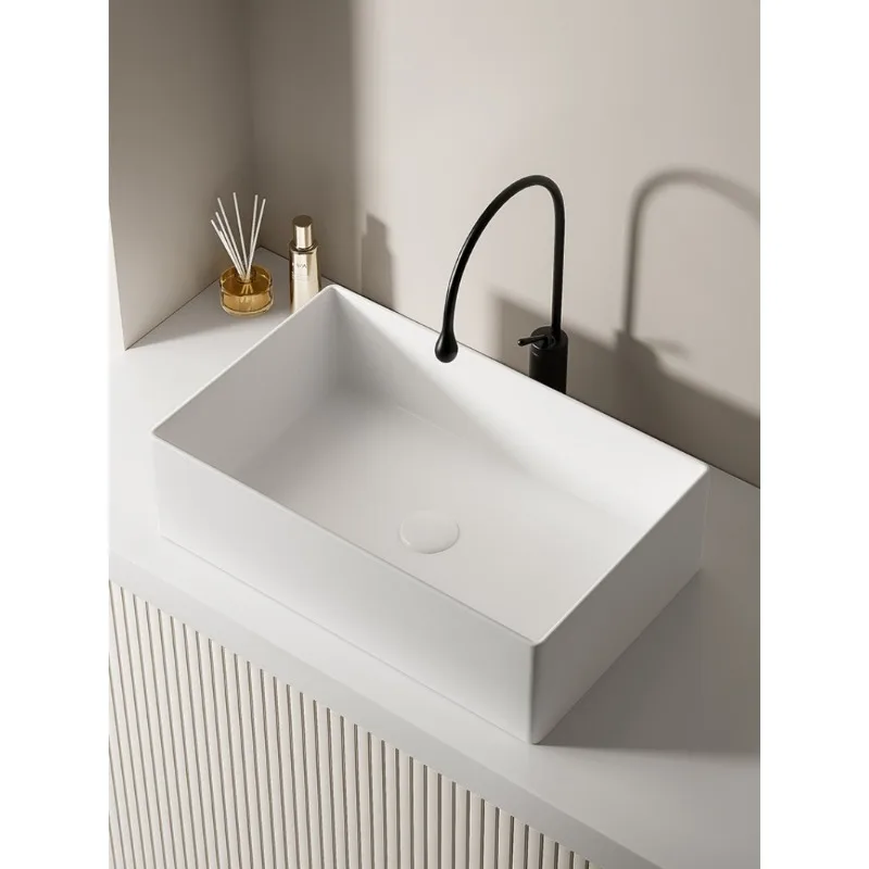 Balcony rectangular countertop basin deep  household laundry  single  large-sized ceramic