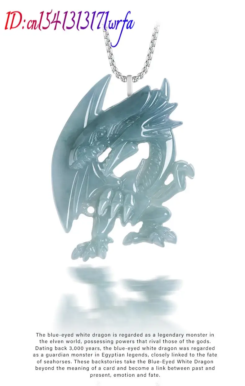 Blue Myanmar Jadeite Dragon Pendant Necklace Burmese Jade Fashion Accessories Luxury Gifts for Women 925 Silver Talismans view 4