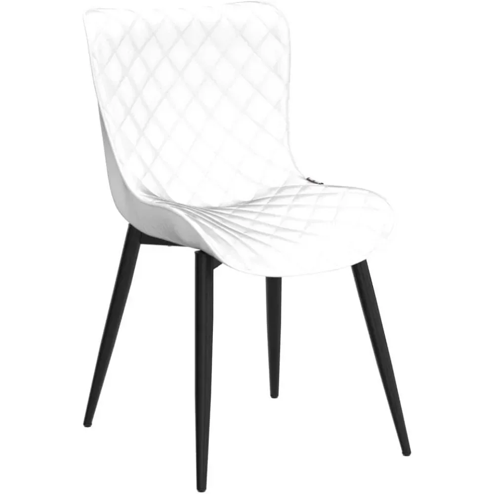 

White Dining Chairs Modern Upholstered Dining Room Chairs Leather Armless Chairs Set of 2 for Living Room Kitchen Bedroom Chair