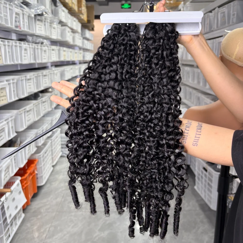 البورمية مجعد الشعر حزم موجة شعر بشري لعذراء البورمية النسيج الخام 100% شعر مستعار بشري 1/2/3 قطعة المليونير الملكة