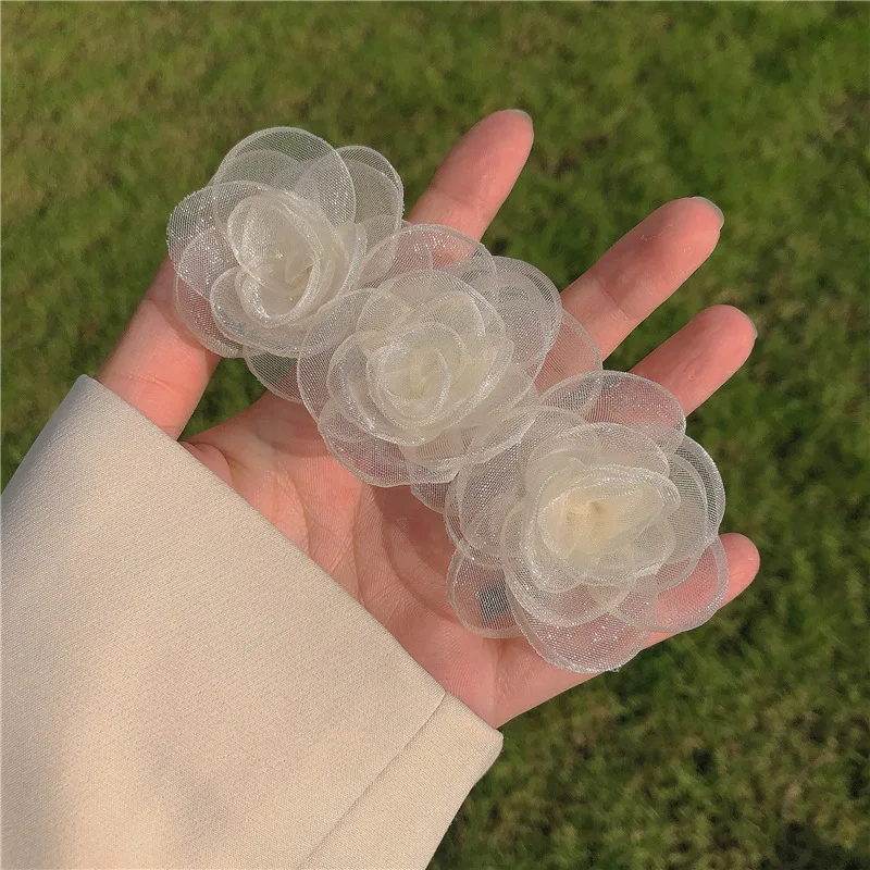 Camellia Hair Clips Pure White Headband Wedding Hairpin Ponytail Hair Holder Hair Accessories For Women