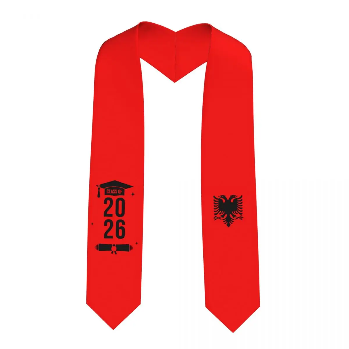 

Class Of 2026 Albania Flag Graduation Stole Sash Scarf For International Students Proud 183CM Long