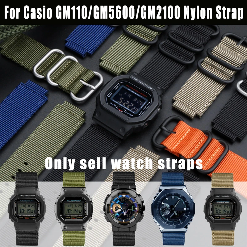 For Casio G-SHOCK GD GA110 GA2100 GW6900 DW5600 GW-B5600 GM-5600 Canvas Men's Watch Strap Woven Nylon Watch Band Men's Bracelet